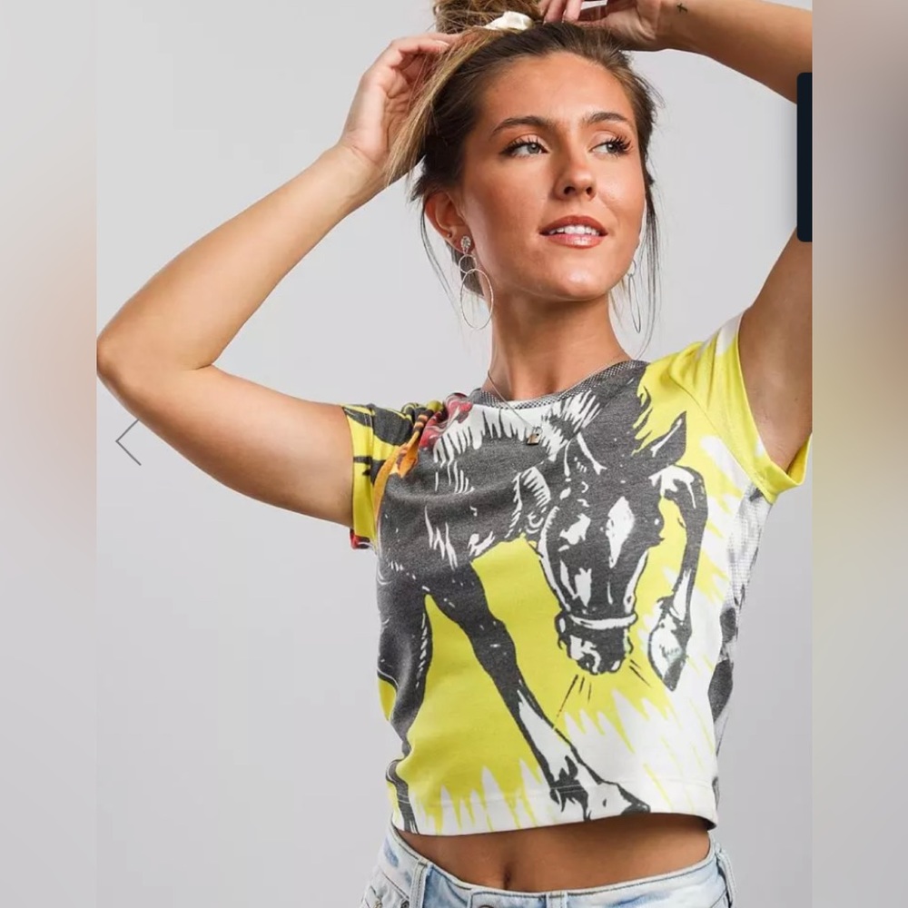 For Keeps- Horse Print. Crop.Sleeveless T-Shirt
